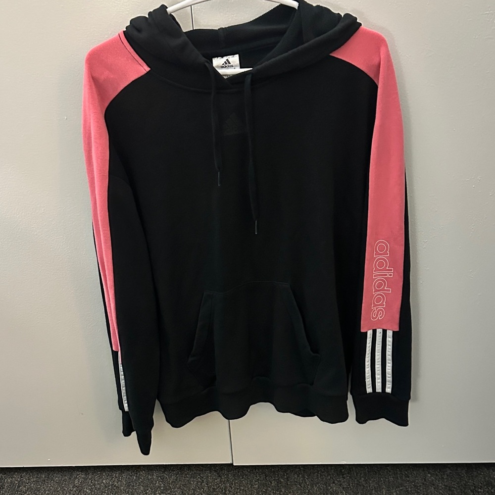 Women’s Adidas Black Hoodie with Pink Accents size S